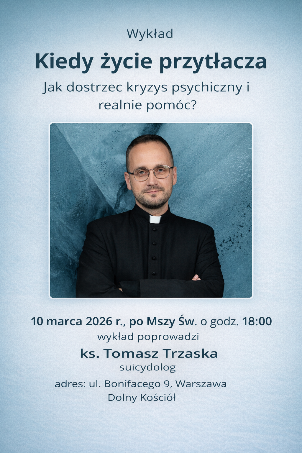 Wykład ks. Tomasza Trzaski – suicydologa